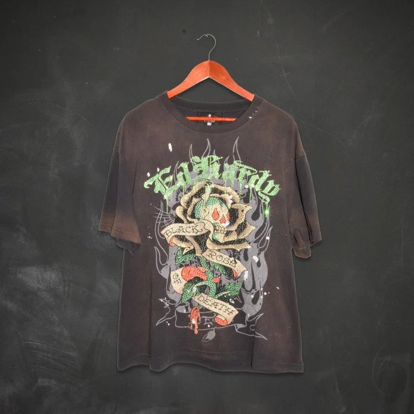 Black Rose Boxy Tee – Sunfade Grey Black Rose Boxy Tee – Sunfade Grey