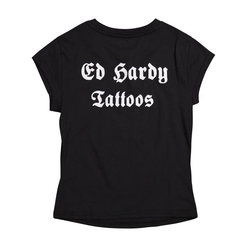 Black Rose Rhinestone Cap Sleeve Tee Black Rose Rhinestone Cap Sleeve Tee
