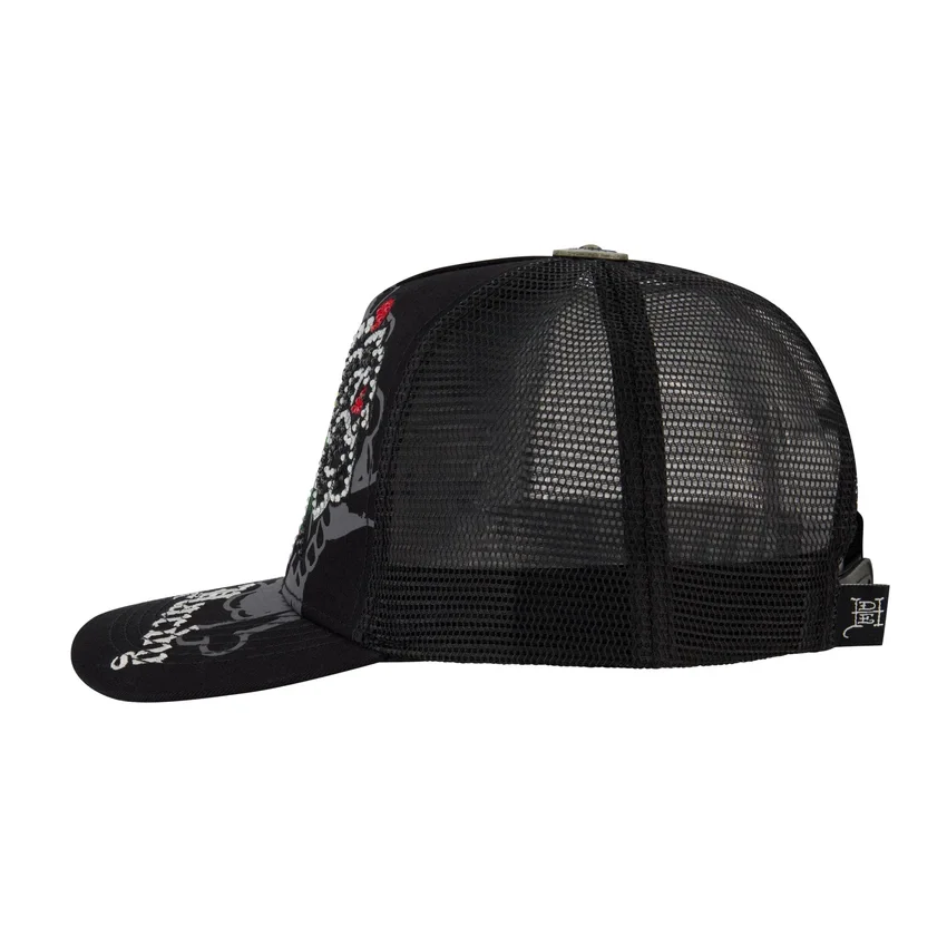 Black Rose Rhinestone Trucker Hat Black Rose Rhinestone Trucker Hat