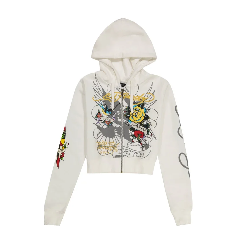 Brave Eagle Cropped Hoodie – White Brave Eagle Cropped Hoodie – White