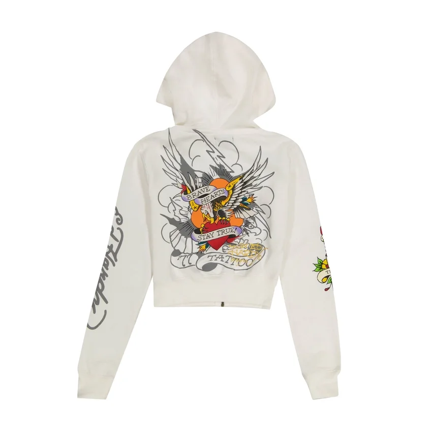 Brave Eagle Cropped Hoodie – White Brave Eagle Cropped Hoodie – White