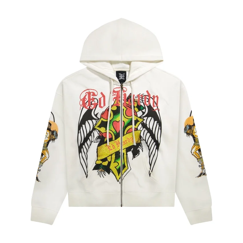 Christ Cross Rhinestone Boxy Zip Hoodie Christ Cross Rhinestone Boxy Zip Hoodie