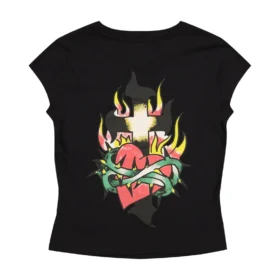 Cross Heart Cap Sleeve Tee