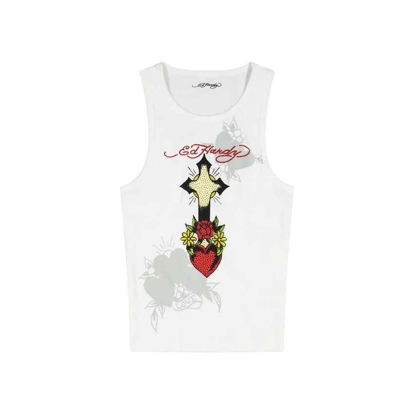 Cross Heart Rhinestone Tank Top Cross Heart Rhinestone Tank Top