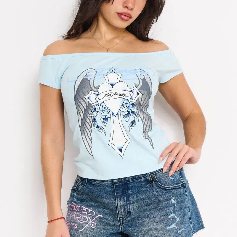 Cross Wings Off Shoulder Top Cross Wings Off Shoulder Top