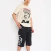 Crosses Rhinestone Mens Long Denim Shorts