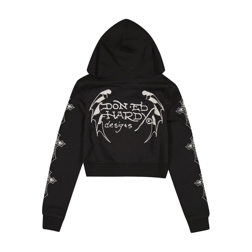 Crosses Zip Front Rhinestone Hoodie Crosses Zip Front Rhinestone Hoodie