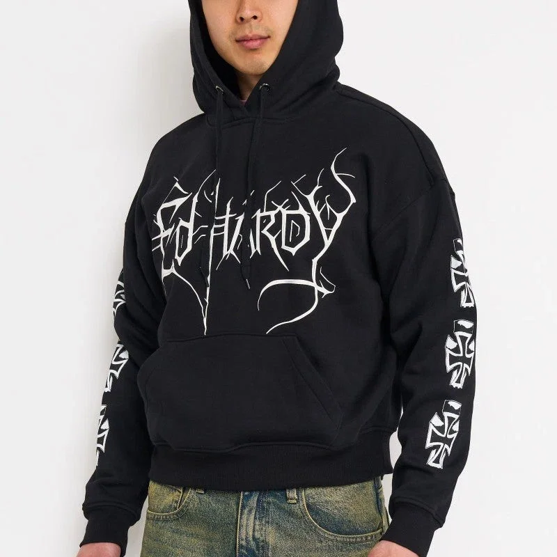 Cyber Crosses Puff Print Boxy Hoodie Cyber Crosses Puff Print Boxy Hoodie