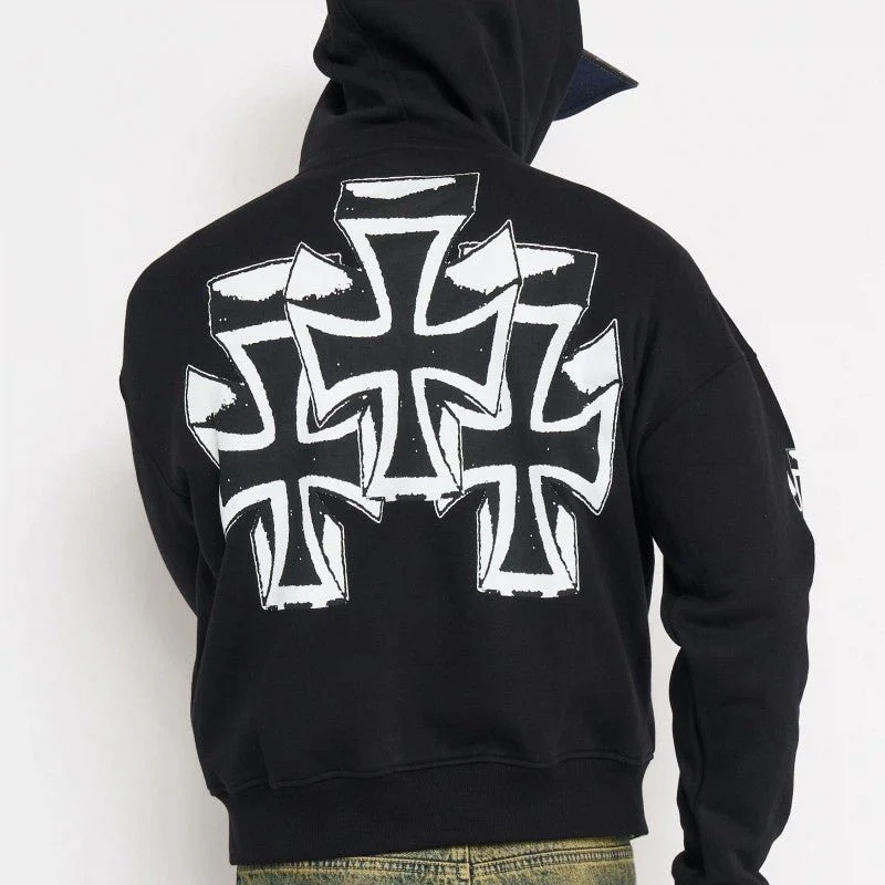 Cyber Crosses Puff Print Boxy Hoodie Cyber Crosses Puff Print Boxy Hoodie