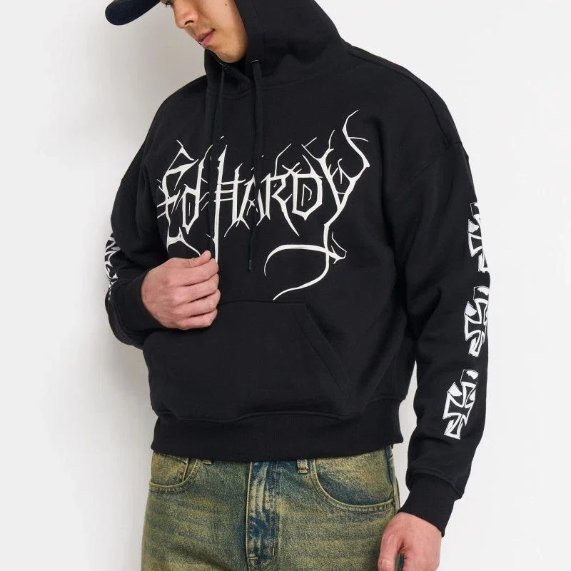 Cyber Crosses Puff Print Boxy Hoodie Cyber Crosses Puff Print Boxy Hoodie