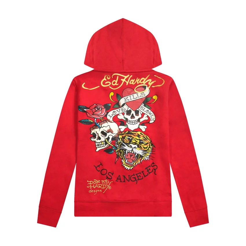Dagger Roses Long Fleece Hoodie Dagger Roses Long Fleece Hoodie