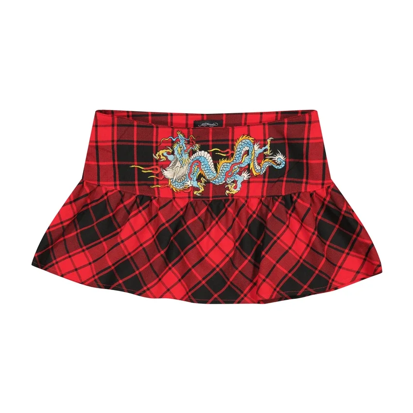 Dragon Plaid Flare Miniskirt Dragon Plaid Flare Miniskirt