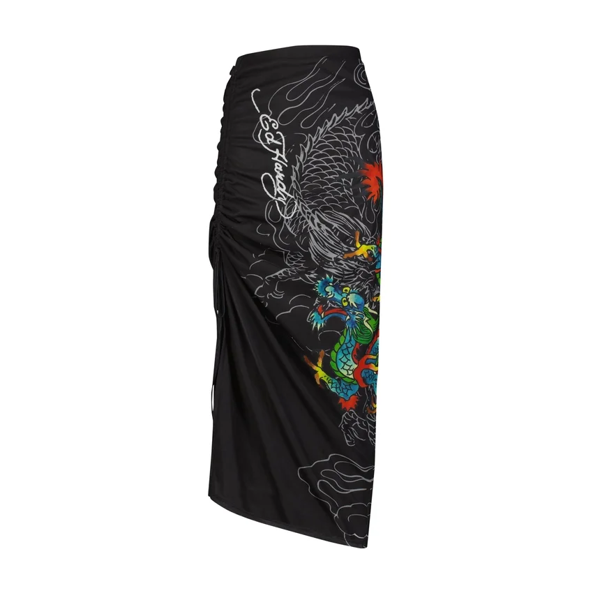 Dragon Print Mesh Maxi Skirt Dragon Print Mesh Maxi Skirt