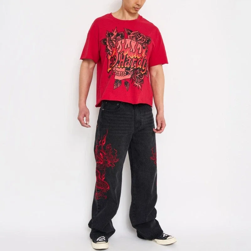 Dragons Baggy Embroidered Wide Leg Jeans Dragons Baggy Embroidered Wide Leg Jeans
