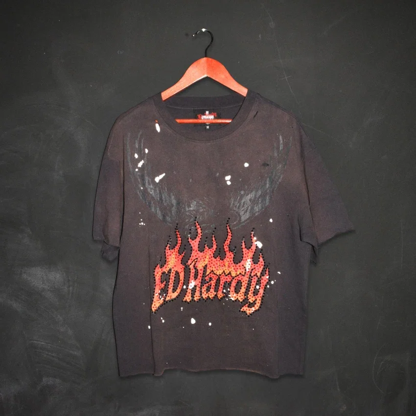 Eagle Flame Cropped Mens Boxy Tee Eagle Flame Cropped Mens Boxy Tee