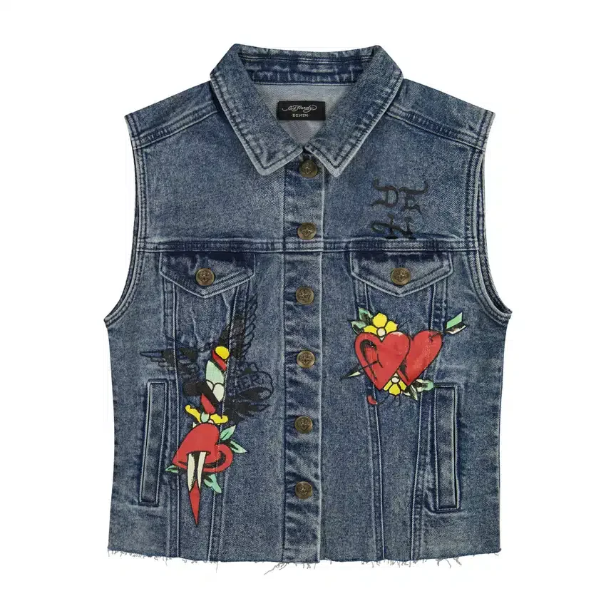 Heart Cross Trucker Denim Vest Heart Cross Trucker Denim Vest