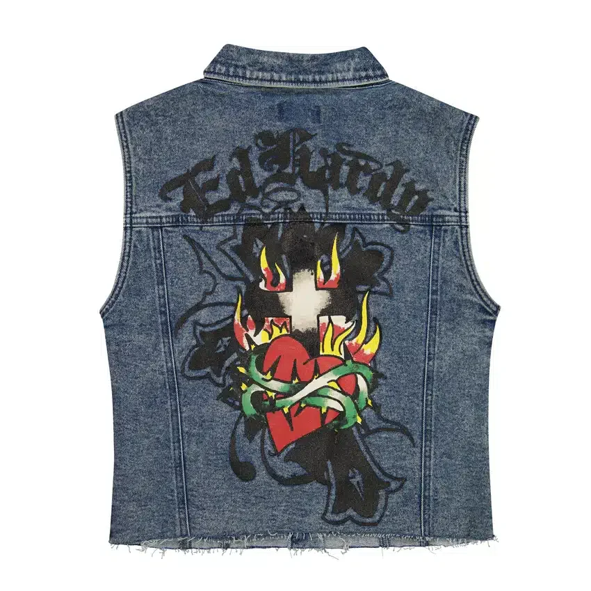 Heart Cross Trucker Denim Vest Heart Cross Trucker Denim Vest