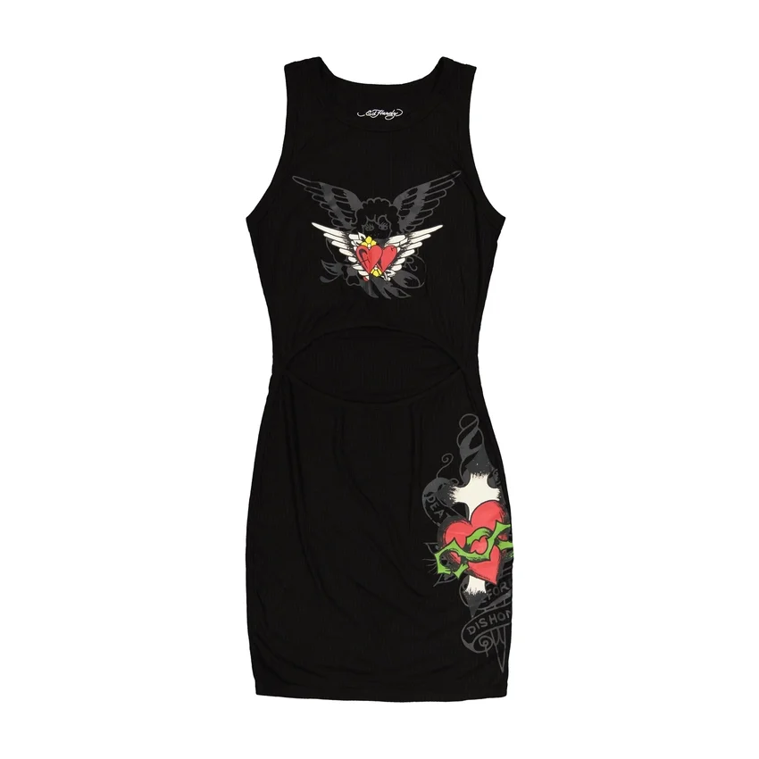 Heart Wings Cut Out Rib Tank Dress Heart Wings Cut Out Rib Tank Dress