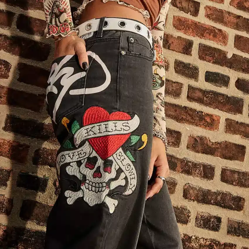 LKS Skull Wide Leg Jean LKS Skull Wide Leg Jean