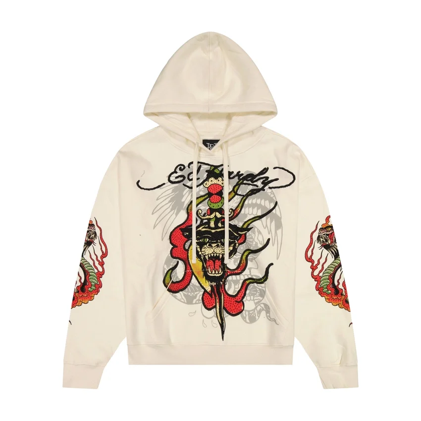 Panther Flame Rhinestone Boxy Fleece Hoodie Panther Flame Rhinestone Boxy Fleece Hoodie