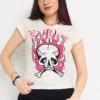 Pink Flame Skull Cap Sleeve Pink Flame Skull Cap Sleeve