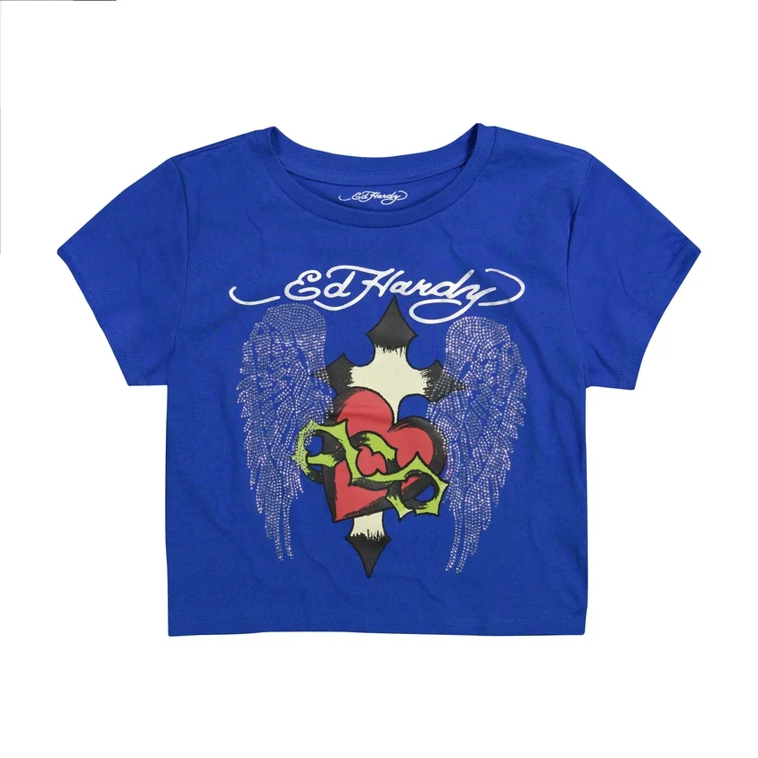 Sacred Heart Wings Rhinestone Baby Tee Sacred Heart Wings Rhinestone Baby Tee
