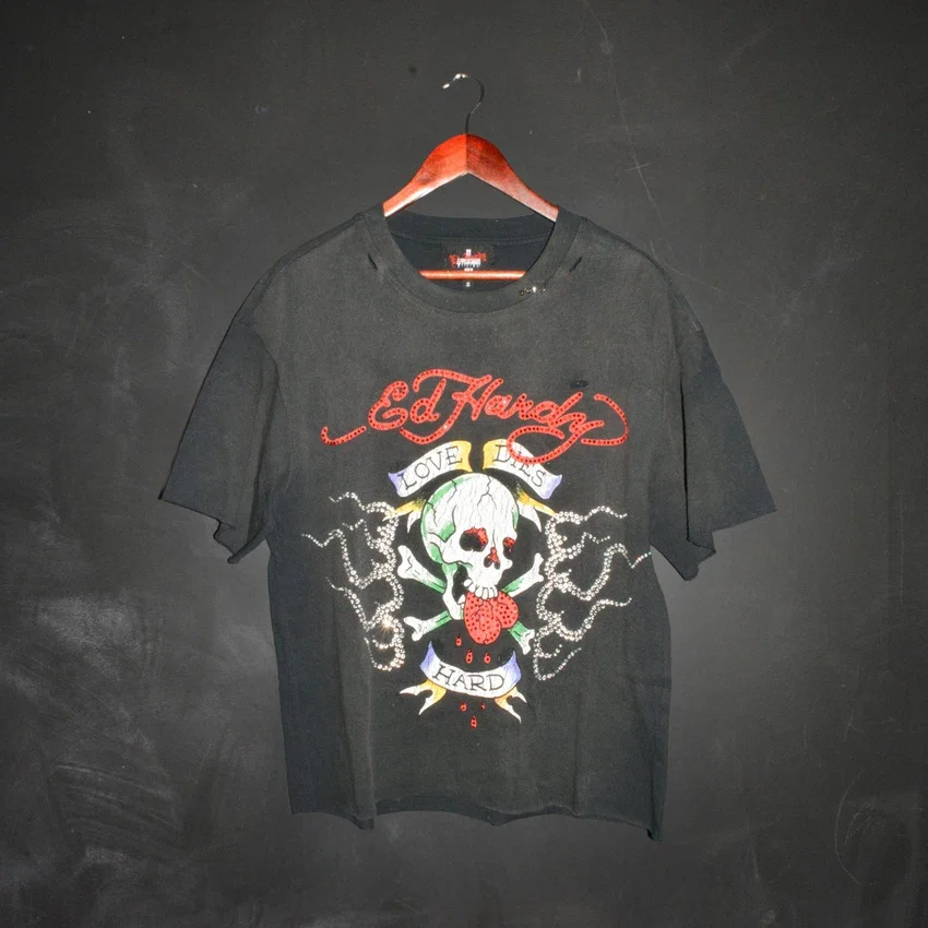 Skull Flame Cropped Mens Boxy Tee Skull Flame Cropped Mens Boxy Tee