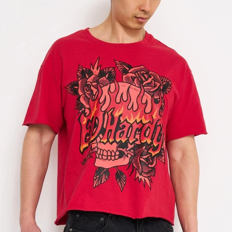 Skull Roses Boxy Cropped Tee Skull Roses Boxy Cropped Tee
