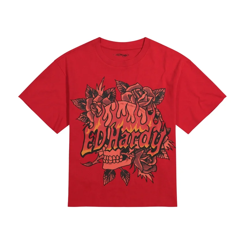 Skull Roses Boxy Cropped Tee Skull Roses Boxy Cropped Tee