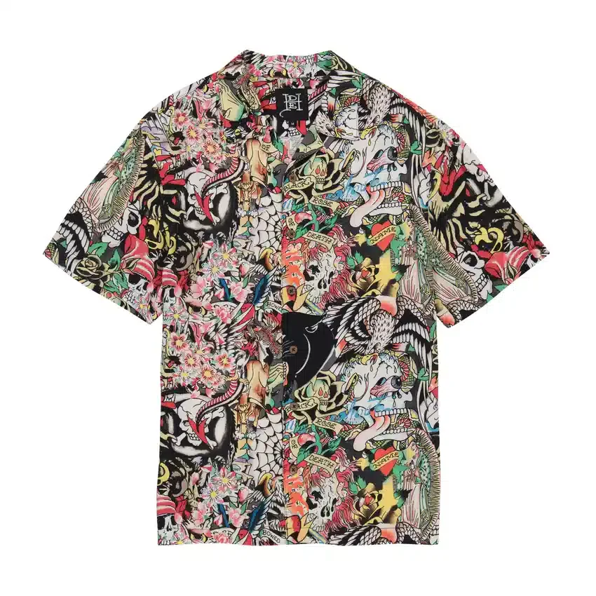 Tattoo Collage Camp Shirt Tattoo Collage Camp Shirt