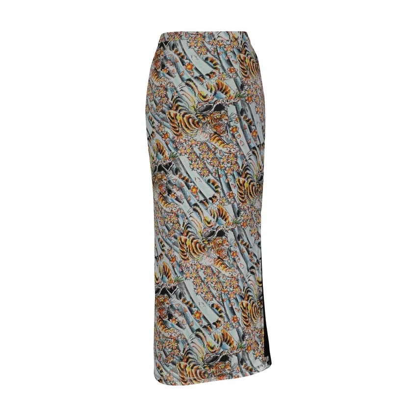 Tiger Print Mesh Maxi Skirt Tiger Print Mesh Maxi Skirt