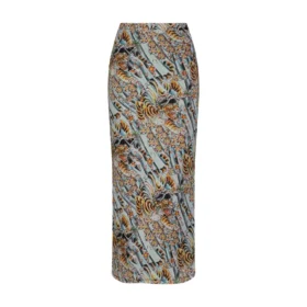 Tiger Print Mesh Maxi Skirt
