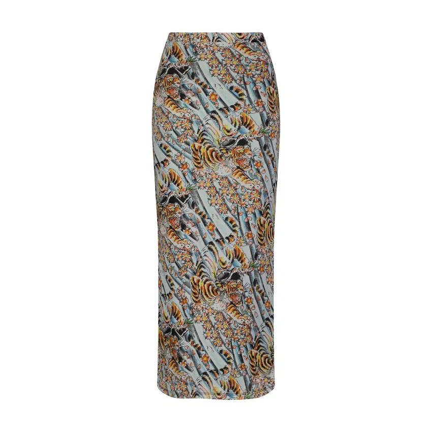 Tiger Print Mesh Maxi Skirt Tiger Print Mesh Maxi Skirt